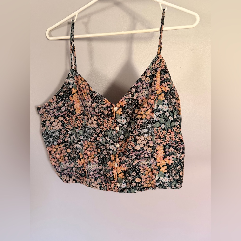 American Eagle Outfitters Floral Camisole Top - Black and Orange